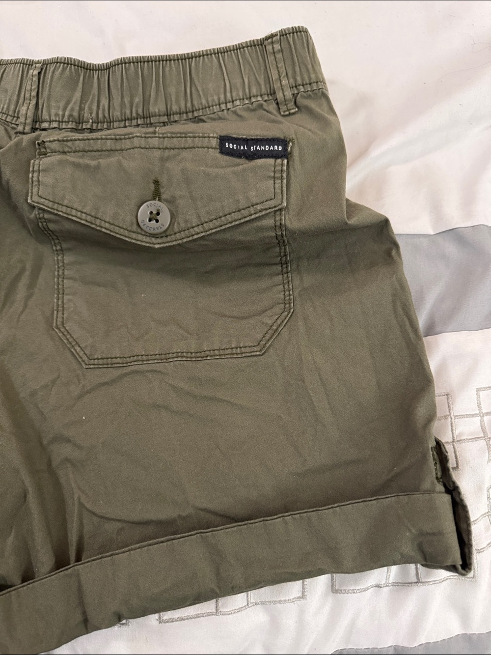 Social Standard Ladies Olive Green Casual Shorts